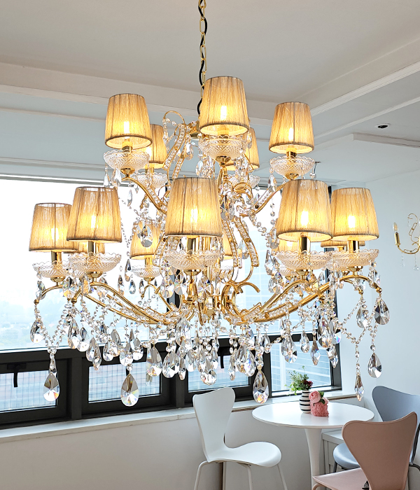 W 오베르 갓 15등(900파이 크롬/골드) 크리스탈샹들리에 대형샹들리에