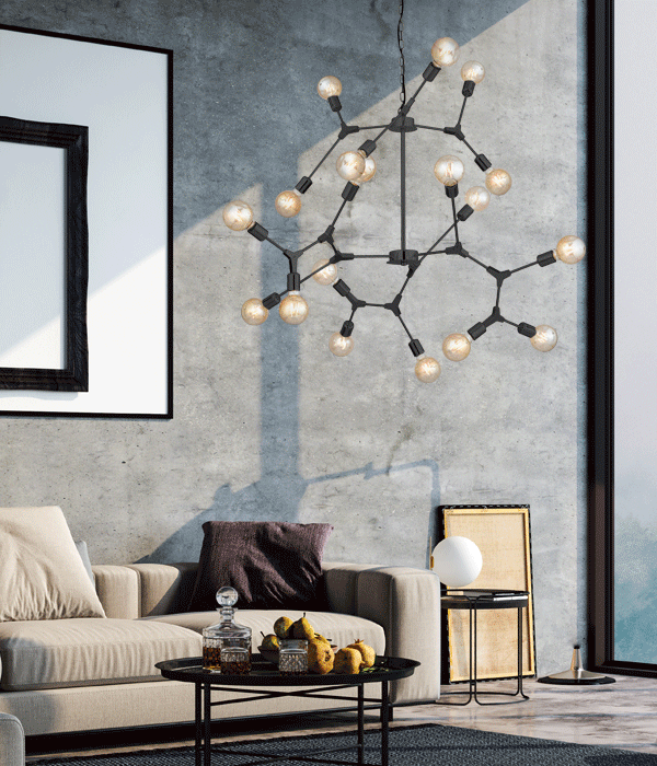 W 폰트 18등 거실전등 (블랙 골드 로즈골드)