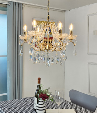 W 오베르 촛대 6등(골드/크롬) LED식탁등 크리스탈식탁등