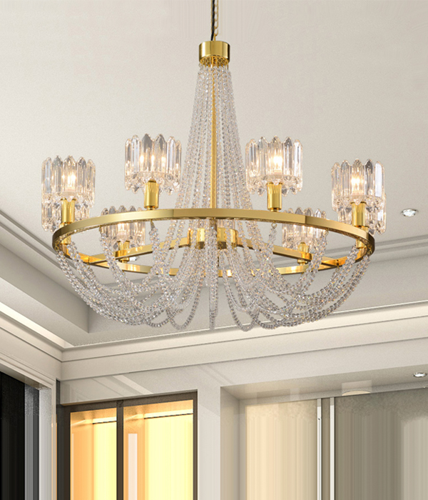 W 태자 9등 펜던트, 크리스탈조명, 인테리어 펜던트조명(골드)